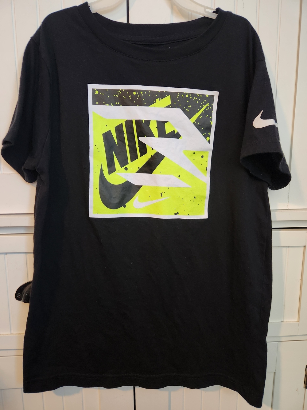 Nike Black Short Sleeve Tee with Neon Yellow Graphic